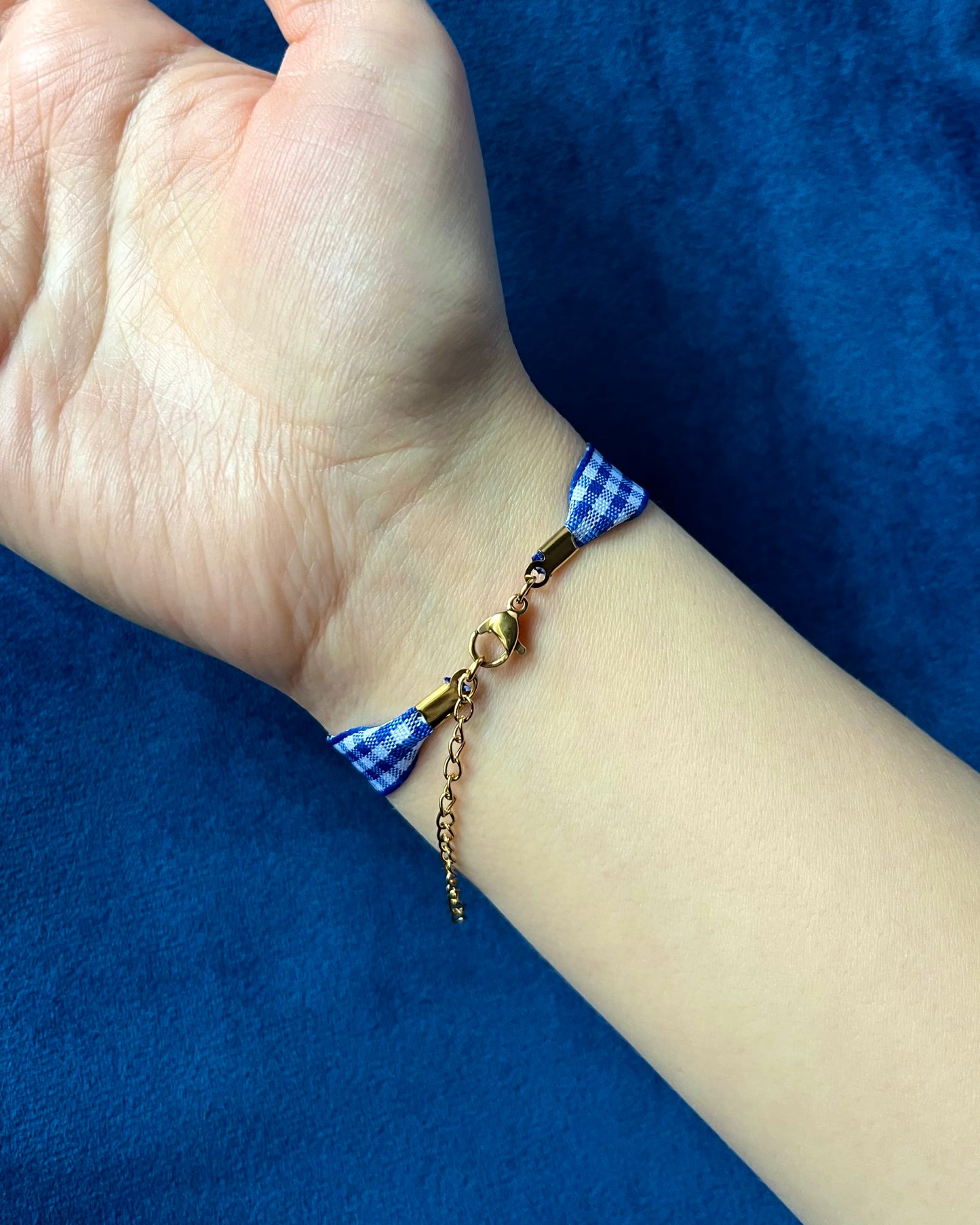 Le bracelet Vichy - bleu océan - épais