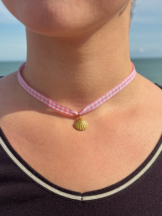 Le collier Vichy - rose nacré
