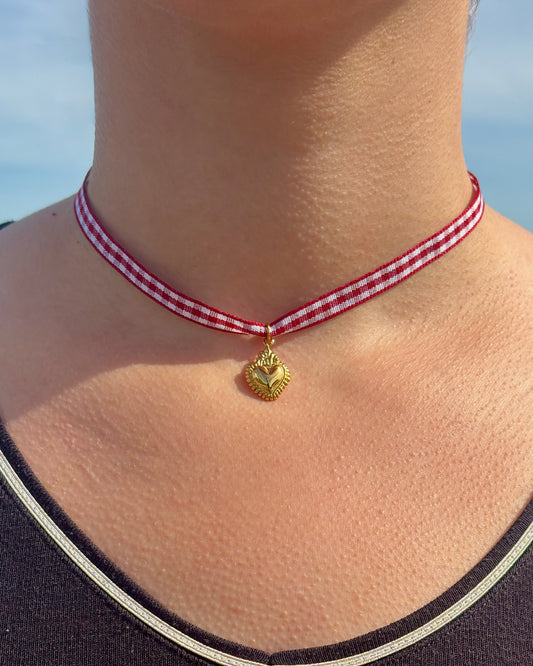 Le collier Vichy - rouge