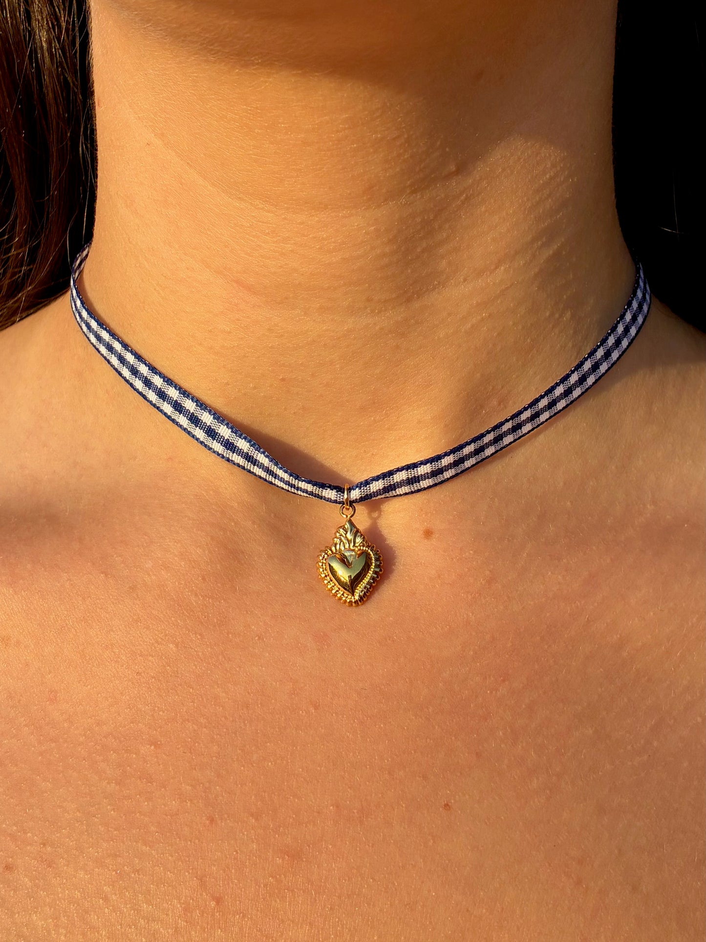 Le collier Vichy - bleu marine