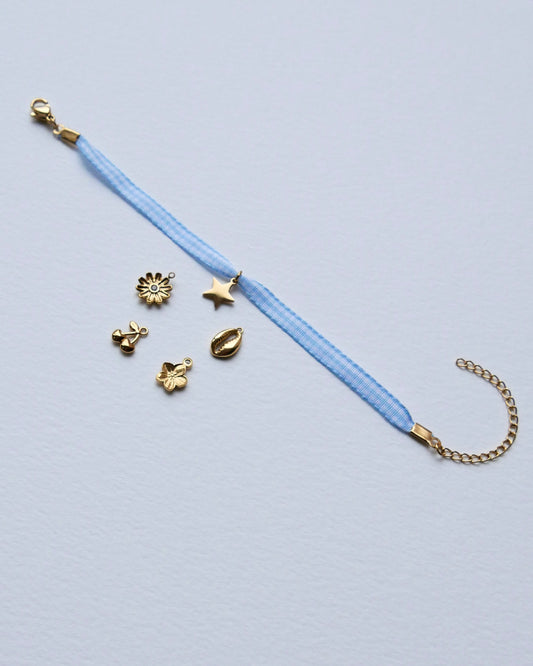 Bracelet VICHY Bleu clair /  Fin