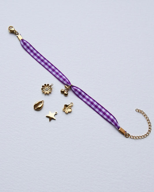 Bracelet VICHY Violet / Fin
