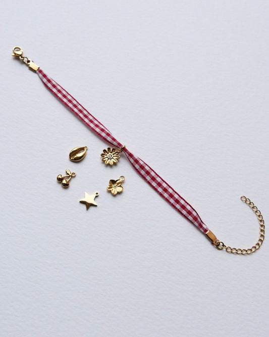 Bracelet VICHY Rouge / Fin