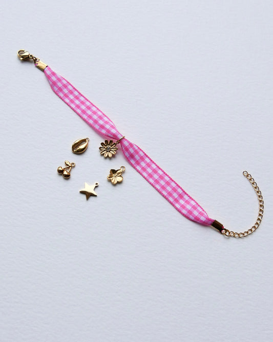 Bracelet VICHY Rose / Épais